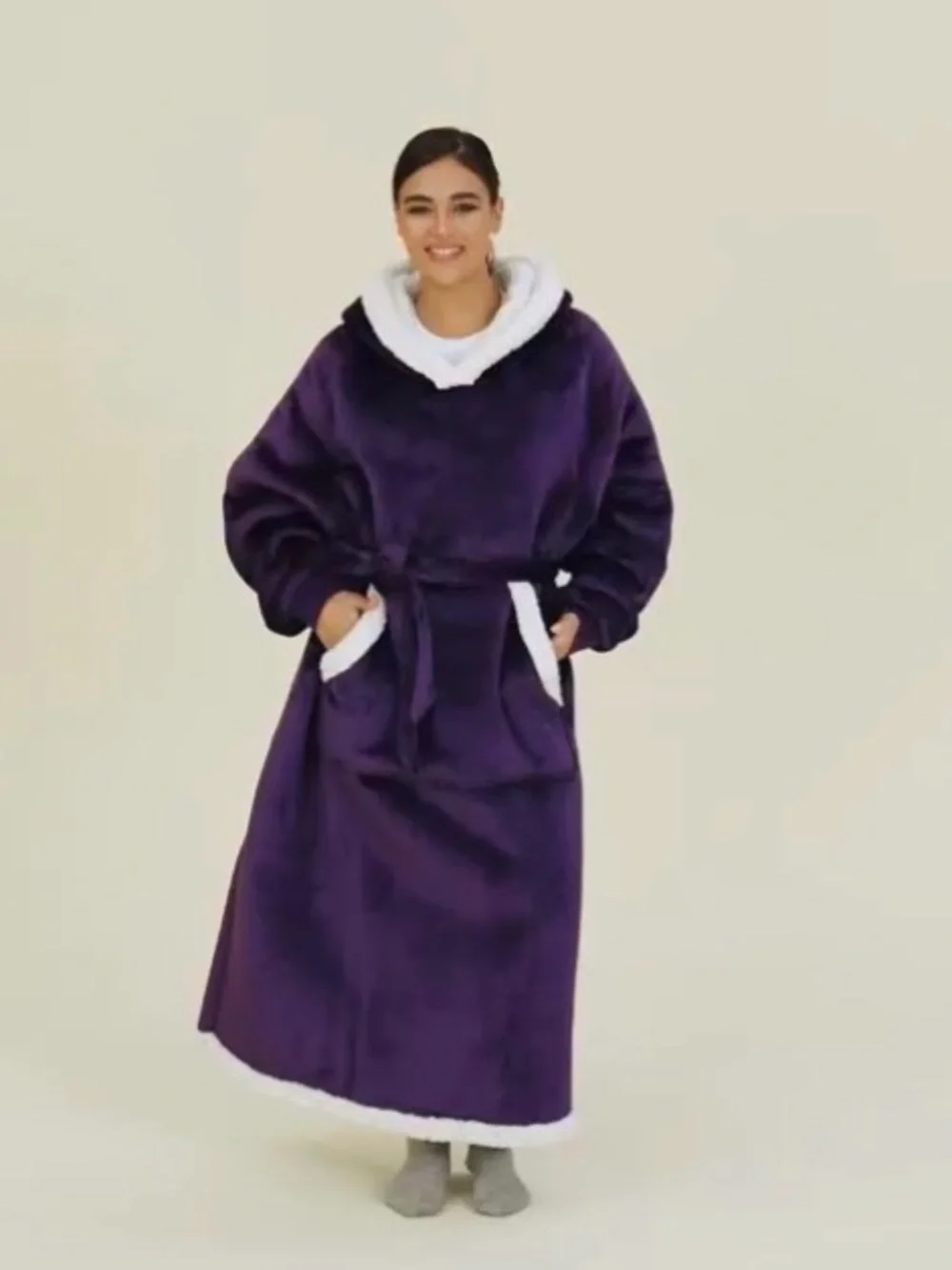 Wearable Hooded Blanket with adjustable waist and pocket. One size- Adult. NIP